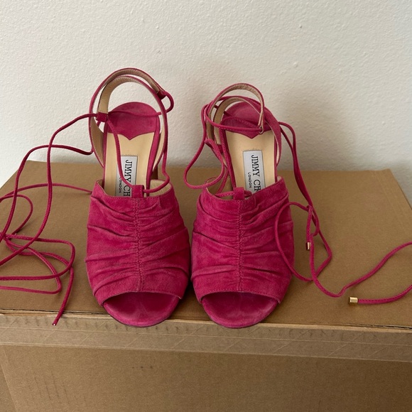 Jimmy Choo Suede Heel Sandals - Fuschia - Picture 1 of 3